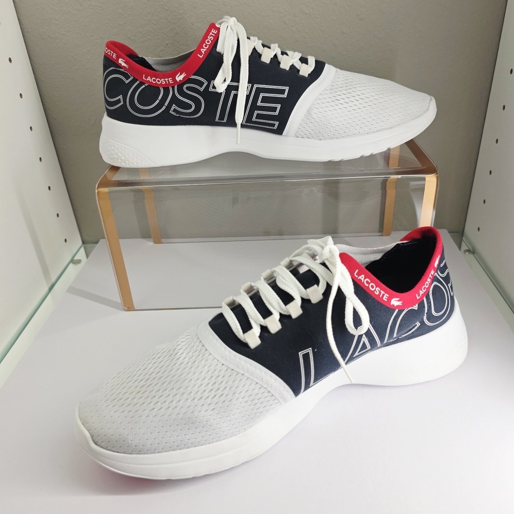 Lacoste Men Sneakers LT‎ FIT 119 White/Blue/Red 9.5